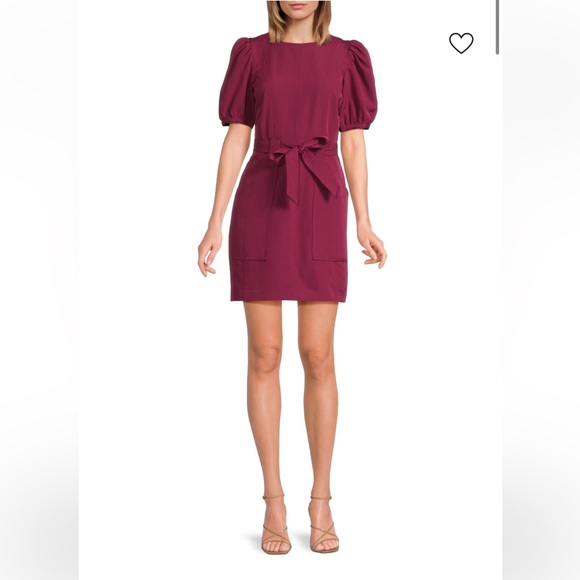BCBG Burgundy Puff Sleeve Dress – Size 2 | NWT - Picture 2 of 6